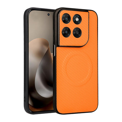 For Motorola Moto G Max / G87 / G77 / G67 Precise Cutout Carbon Fiber Texture Vegan Leather Phone Case - Orange - EDA009801317A