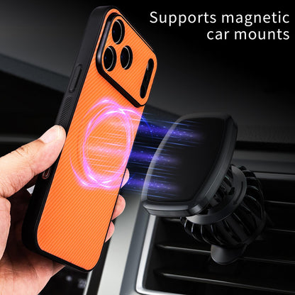For Motorola Moto G Max / G87 / G77 / G67 Precise Cutout Carbon Fiber Texture Vegan Leather Phone Case - Orange - EDA009801317A