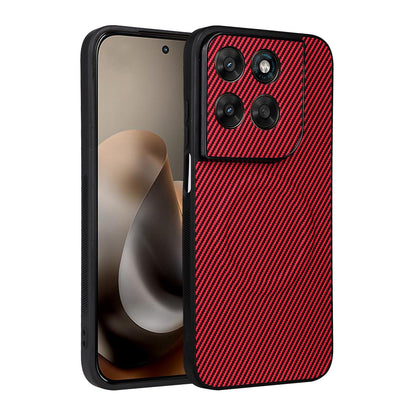 For Motorola Moto G Max / G87 / G77 / G67 Precise Cutout Carbon Fiber Texture Vegan Leather Phone Case - Red - EDA009801317B