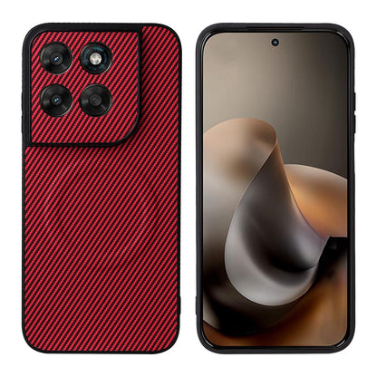 For Motorola Moto G Max / G87 / G77 / G67 Precise Cutout Carbon Fiber Texture Vegan Leather Phone Case - Red - EDA009801317B
