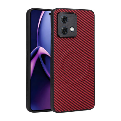 For Motorola Moto G84 5G Precise Cutout Carbon Fiber Texture Vegan Leather Phone Case - Red - EDA009801319B