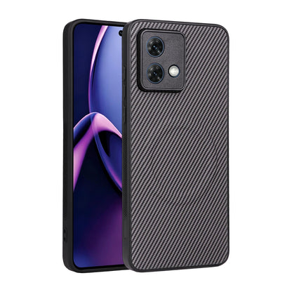 For Motorola Moto G84 5G Precise Cutout Carbon Fiber Texture Vegan Leather Phone Case - Grey - EDA009801319C