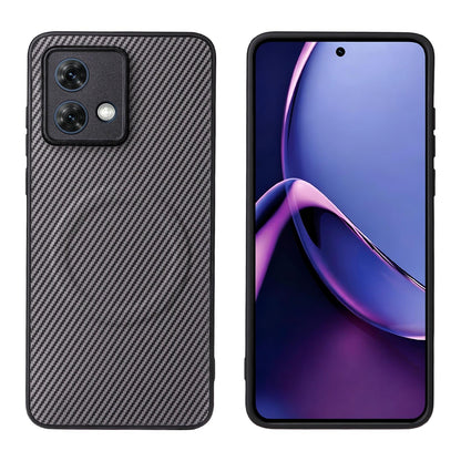 For Motorola Moto G84 5G Precise Cutout Carbon Fiber Texture Vegan Leather Phone Case - Grey - EDA009801319C