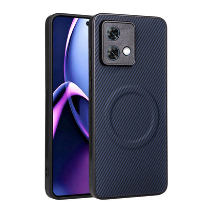 For Motorola Moto G84 5G Precise Cutout Carbon Fiber Texture Vegan Leather Phone Case - Blue - EDA009801319D