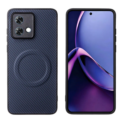 For Motorola Moto G84 5G Precise Cutout Carbon Fiber Texture Vegan Leather Phone Case - Blue - EDA009801319D
