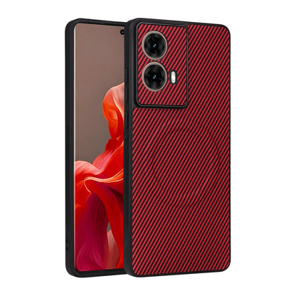 For Motorola Moto G85 / S50 Neo Precise Cutout Carbon Fiber Texture Vegan Leather Phone Case - Red - EDA009801320B
