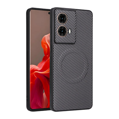 For Motorola Moto G85 / S50 Neo Precise Cutout Carbon Fiber Texture Vegan Leather Phone Case - Grey - EDA009801320C