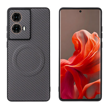 For Motorola Moto G85 / S50 Neo Precise Cutout Carbon Fiber Texture Vegan Leather Phone Case - Grey - EDA009801320C