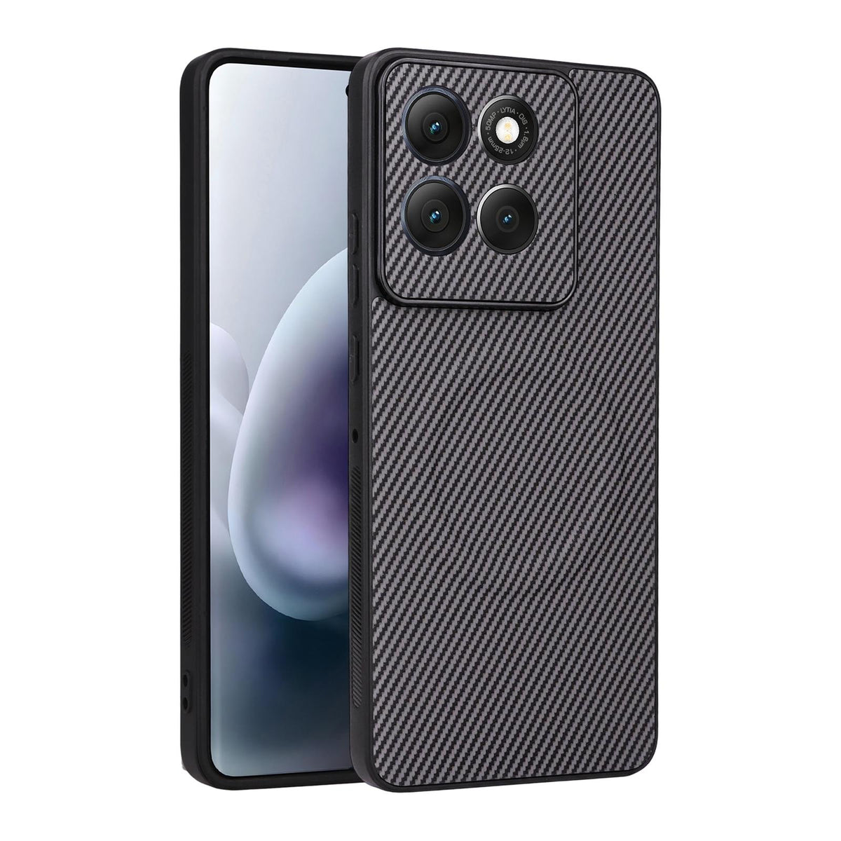 For Motorola Moto G86 5G Precise Cutout Carbon Fiber Texture Vegan Leather Phone Case - Grey - EDA009801321C