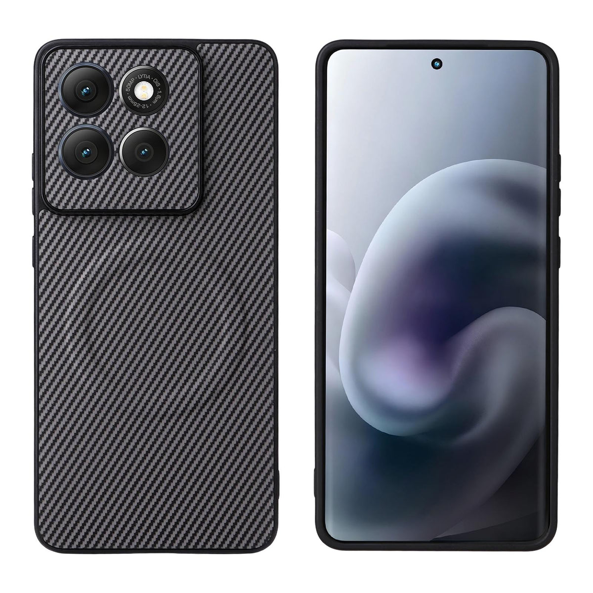 For Motorola Moto G86 5G Precise Cutout Carbon Fiber Texture Vegan Leather Phone Case - Grey - EDA009801321C