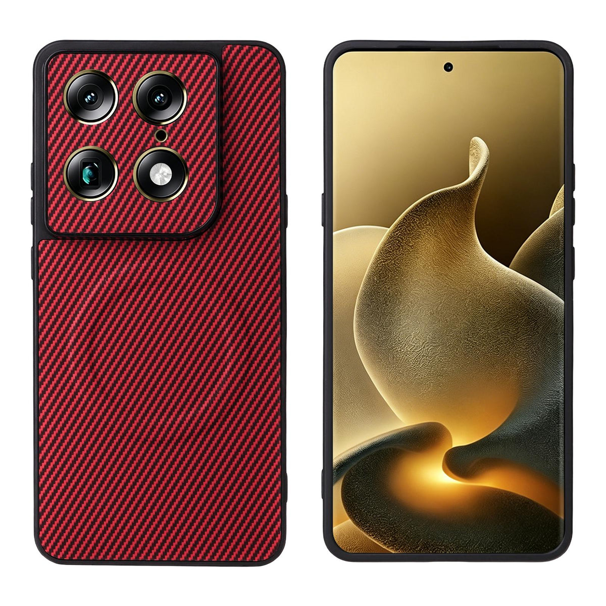 For Motorola Moto X70 Air Pro / Signature Precise Cutout Carbon Fiber Texture Vegan Leather Phone Case - Red - EDA009801322B