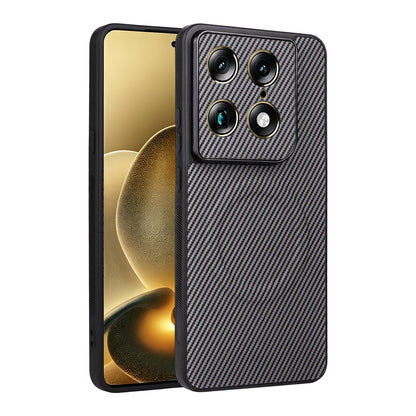 For Motorola Moto X70 Air Pro / Signature Precise Cutout Carbon Fiber Texture Vegan Leather Phone Case - Grey - EDA009801322C