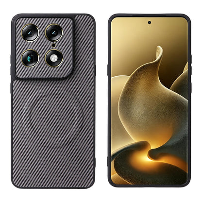 For Motorola Moto X70 Air Pro / Signature Precise Cutout Carbon Fiber Texture Vegan Leather Phone Case - Grey - EDA009801322C
