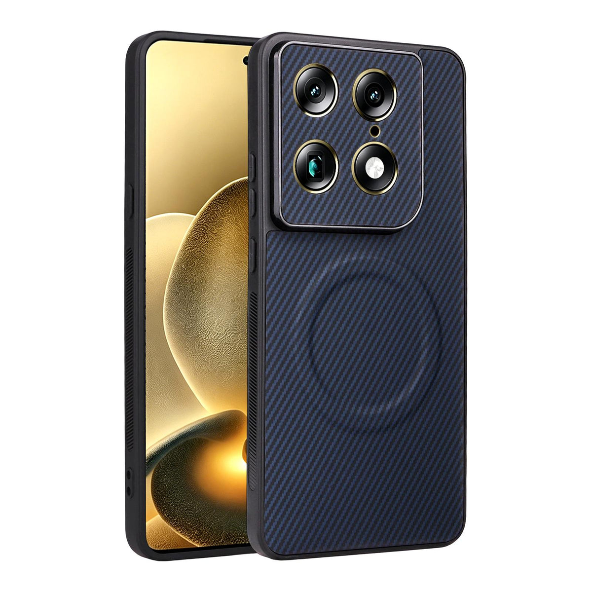 For Motorola Moto X70 Air Pro / Signature Precise Cutout Carbon Fiber Texture Vegan Leather Phone Case - Blue - EDA009801322D