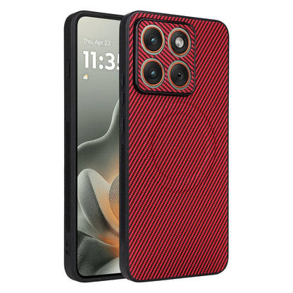 For Motorola Edge 70 Max 5G Precise Cutout Carbon Fiber Texture Vegan Leather Phone Case - Red - EDA009801323B