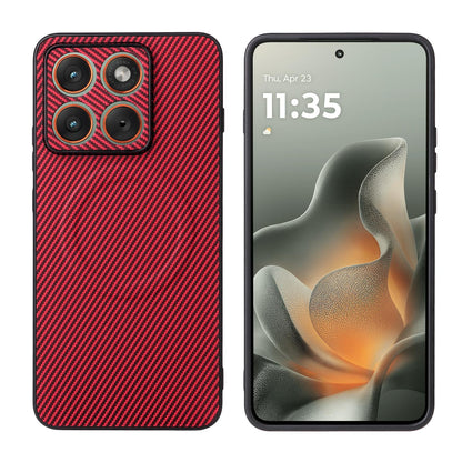 For Motorola Edge 70 Max 5G Precise Cutout Carbon Fiber Texture Vegan Leather Phone Case - Red - EDA009801323B
