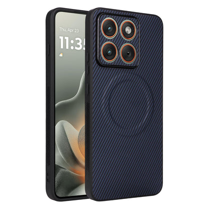 For Motorola Edge 70 Max 5G Precise Cutout Carbon Fiber Texture Vegan Leather Phone Case - Blue - EDA009801323D