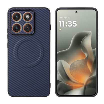 For Motorola Edge 70 Max 5G Precise Cutout Carbon Fiber Texture Vegan Leather Phone Case - Blue - EDA009801323D