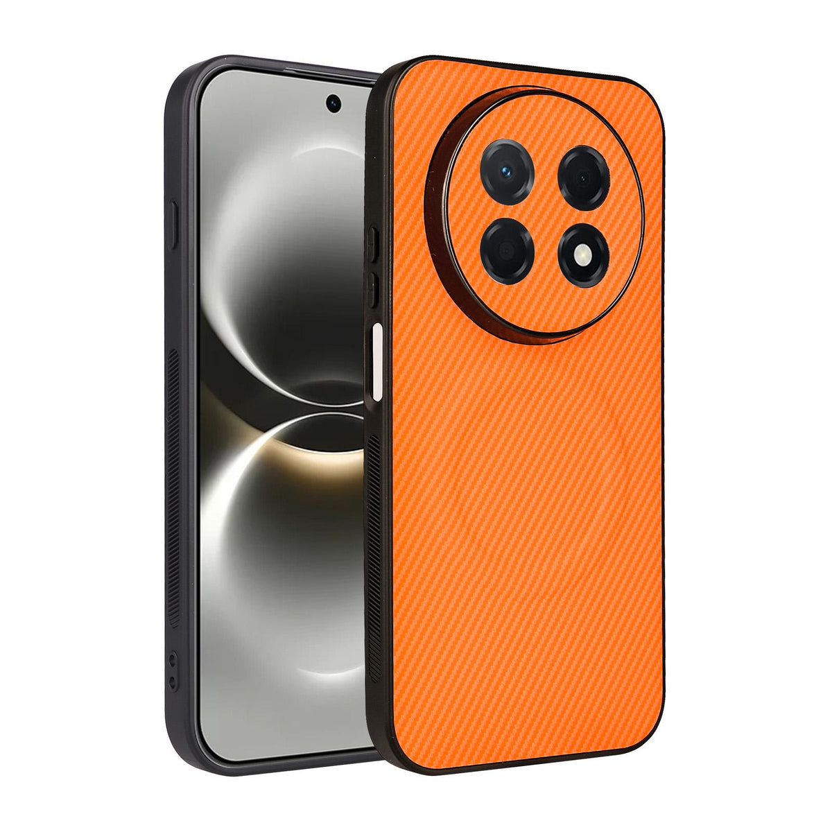For Huawei nova 15 Max / Enjoy 90 Pro Max Precise Cutout Carbon Fiber Texture Vegan Leather Phone Case - Orange - EDA009801406A
