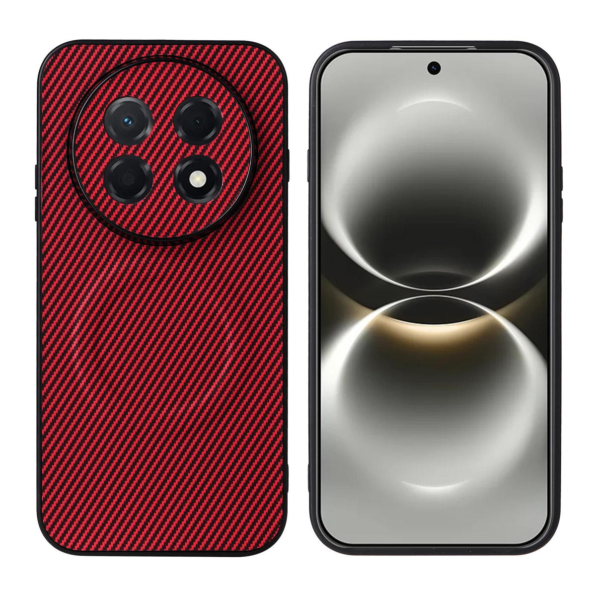 For Huawei nova 15 Max / Enjoy 90 Pro Max Precise Cutout Carbon Fiber Texture Vegan Leather Phone Case - Red - EDA009801406B