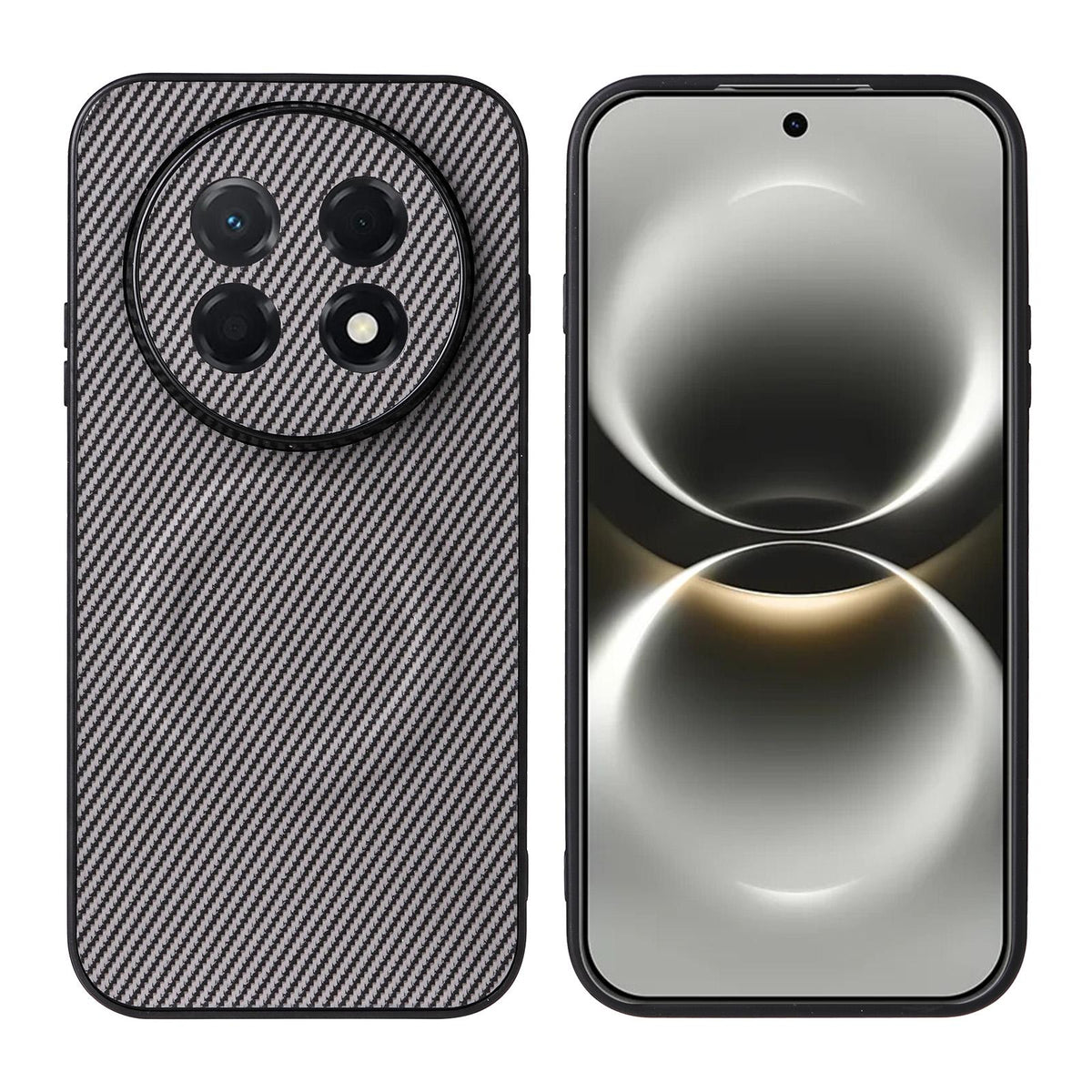 For Huawei nova 15 Max / Enjoy 90 Pro Max Precise Cutout Carbon Fiber Texture Vegan Leather Phone Case - Grey - EDA009801406C