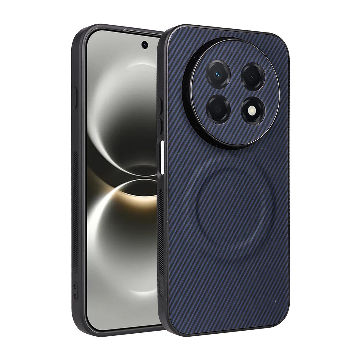 For Huawei nova 15 Max / Enjoy 90 Pro Max Precise Cutout Carbon Fiber Texture Vegan Leather Phone Case - Blue - EDA009801406D