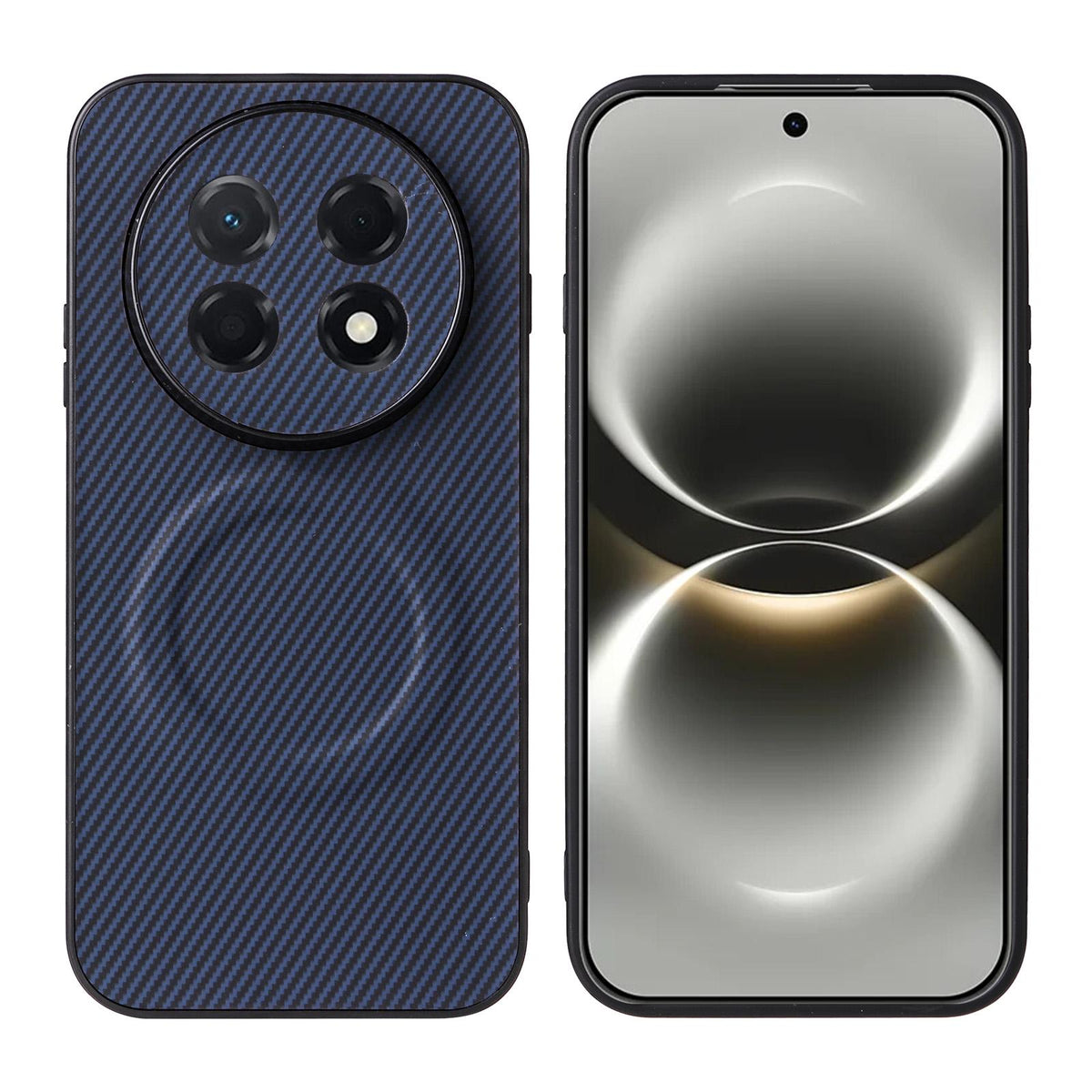 For Huawei nova 15 Max / Enjoy 90 Pro Max Precise Cutout Carbon Fiber Texture Vegan Leather Phone Case - Blue - EDA009801406D