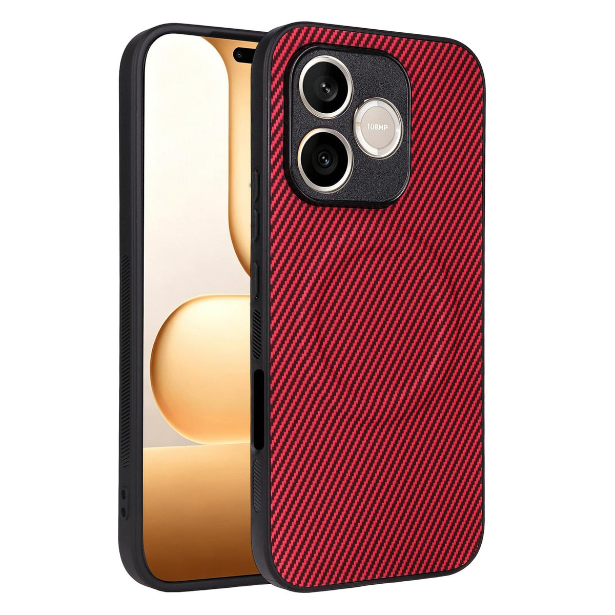 For Honor 600 Lite Global Precise Cutout Carbon Fiber Texture Vegan Leather Phone Case - Red - EDA009801501B