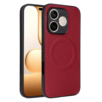 For Honor 600 Lite Global Precise Cutout Carbon Fiber Texture Vegan Leather Phone Case - Red - EDA009801501B