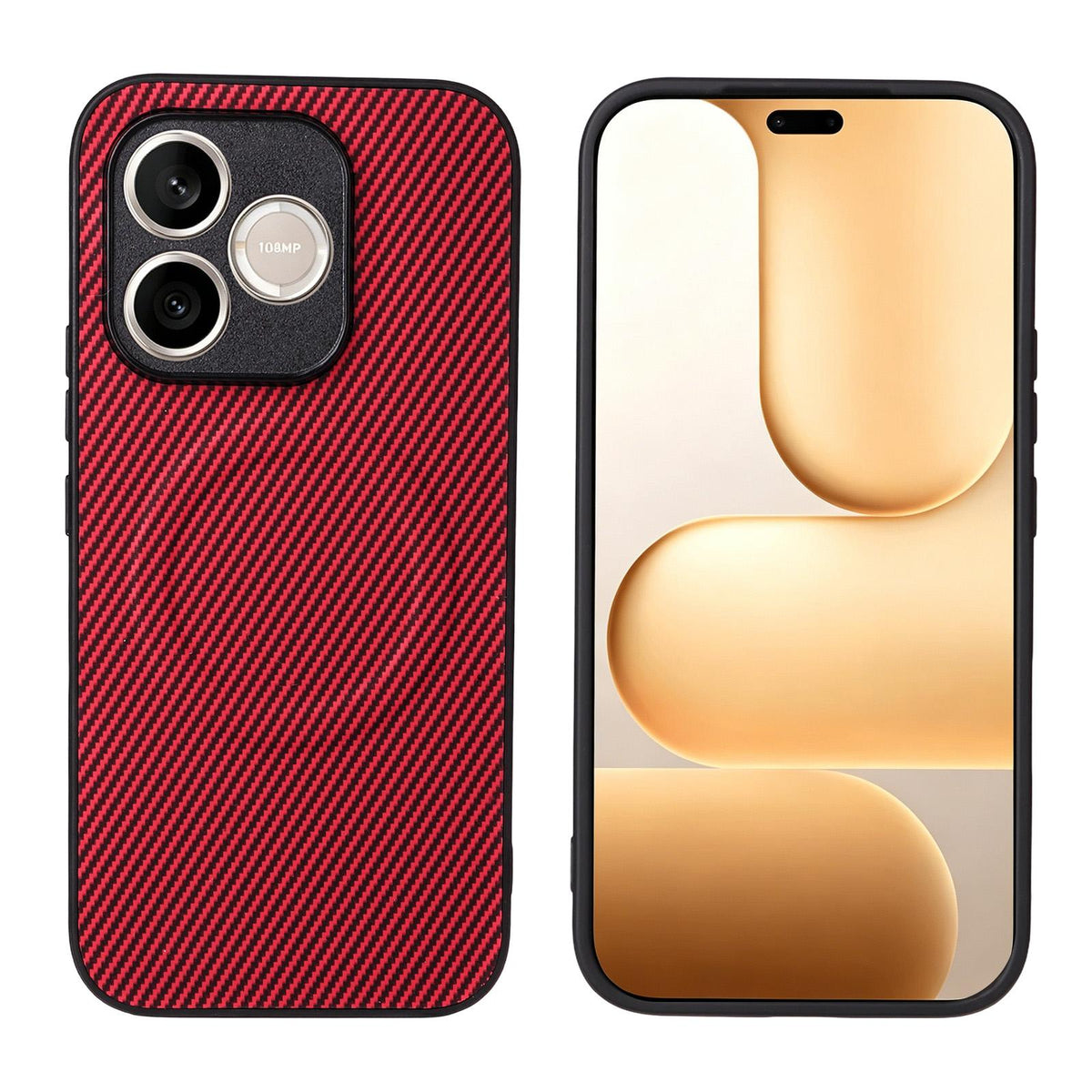 For Honor 600 Lite Global Precise Cutout Carbon Fiber Texture Vegan Leather Phone Case - Red - EDA009801501B