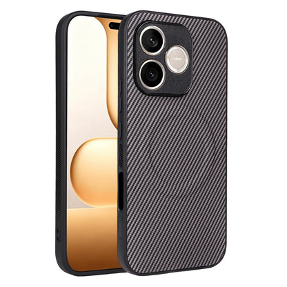 For Honor 600 Lite Global Precise Cutout Carbon Fiber Texture Vegan Leather Phone Case - Grey - EDA009801501C