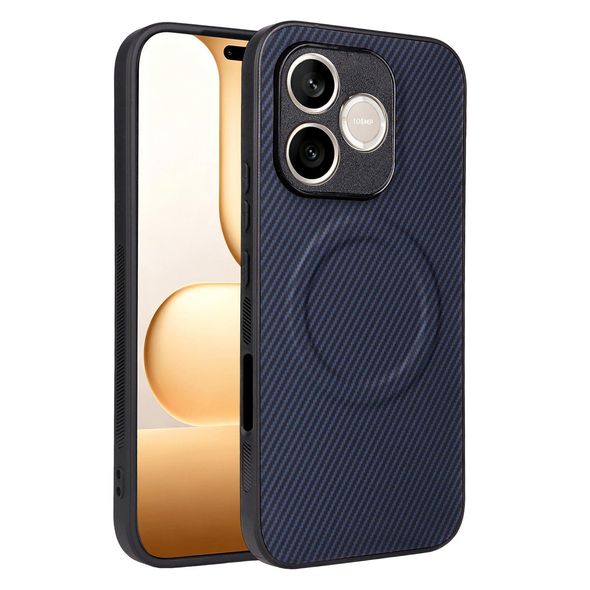 For Honor 600 Lite Global Precise Cutout Carbon Fiber Texture Vegan Leather Phone Case - Blue - EDA009801501D
