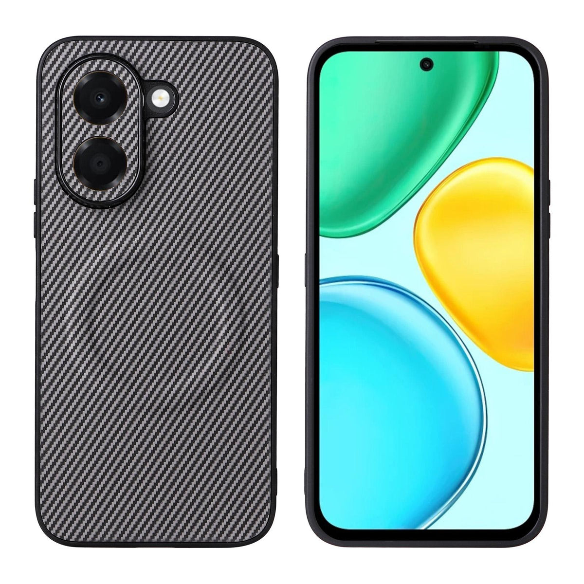 For Honor X7e 4G Precise Cutout Carbon Fiber Texture Vegan Leather Phone Case - Grey - EDA009801510C