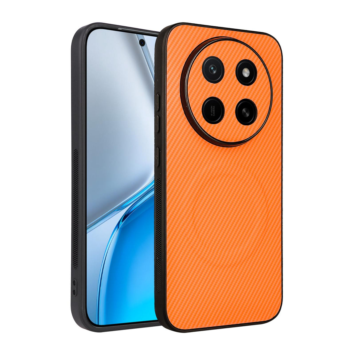 For Honor X80 Pro Max 5G Precise Cutout Carbon Fiber Texture Vegan Leather Phone Case - Orange - EDA009801511A