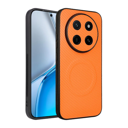For Honor X80 Pro Max 5G Precise Cutout Carbon Fiber Texture Vegan Leather Phone Case - Orange - EDA009801511A