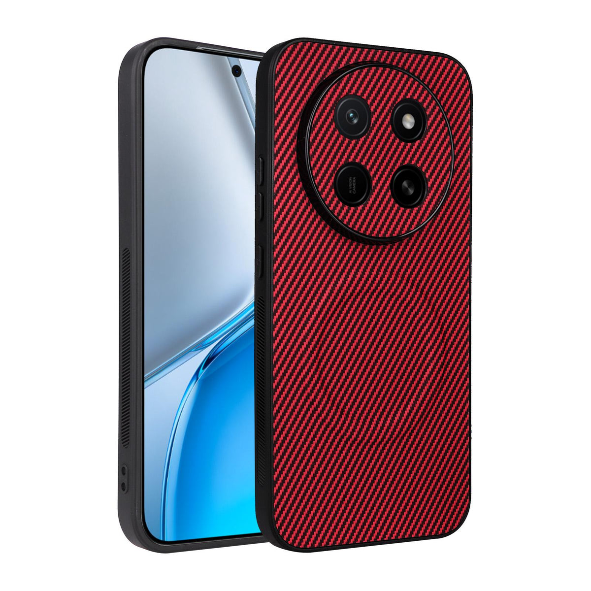 For Honor X80 Pro Max 5G Precise Cutout Carbon Fiber Texture Vegan Leather Phone Case - Red - EDA009801511B