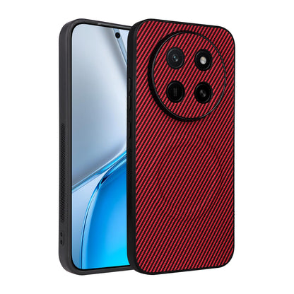 For Honor X80 Pro Max 5G Precise Cutout Carbon Fiber Texture Vegan Leather Phone Case - Red - EDA009801511B