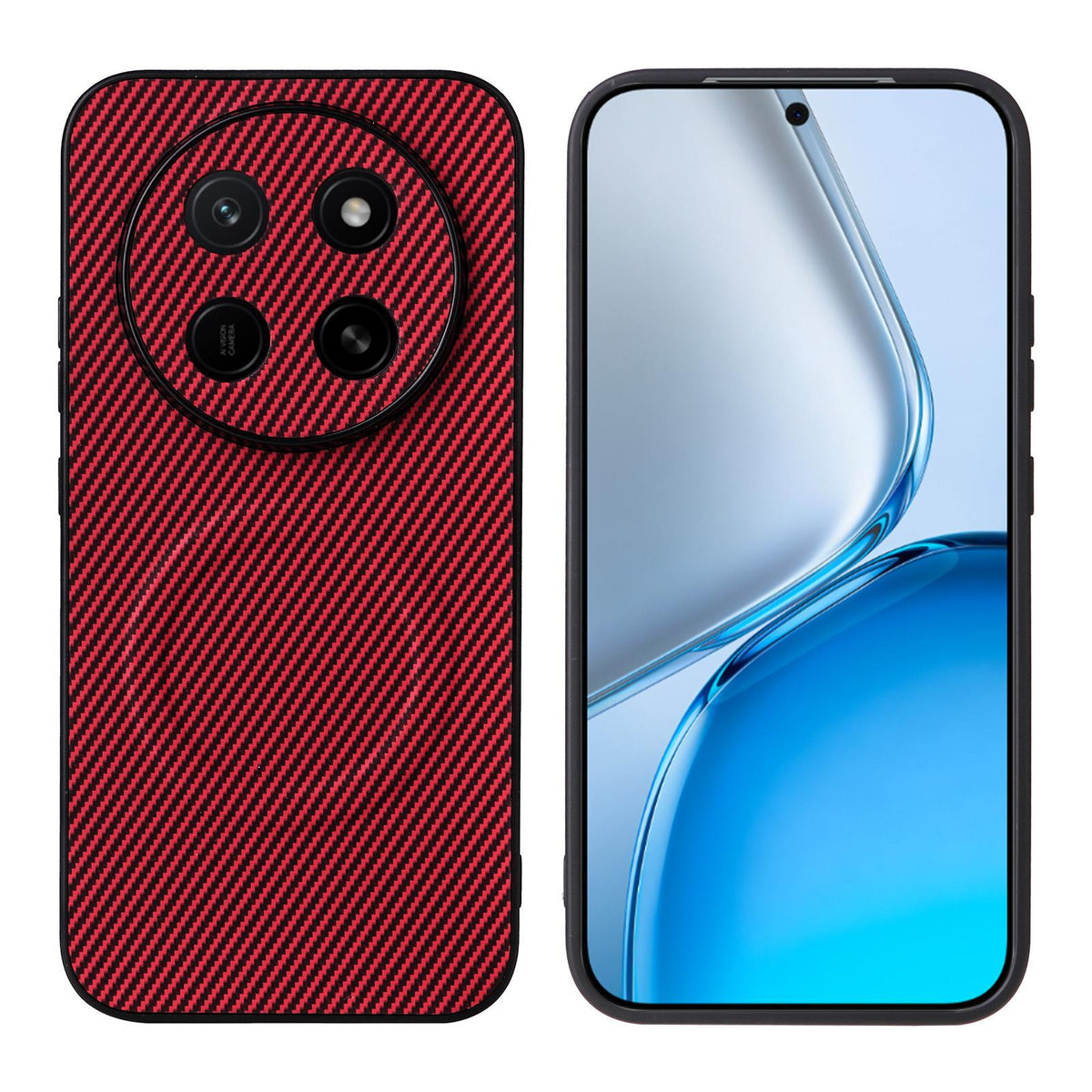 For Honor X80 Pro Max 5G Precise Cutout Carbon Fiber Texture Vegan Leather Phone Case - Red - EDA009801511B