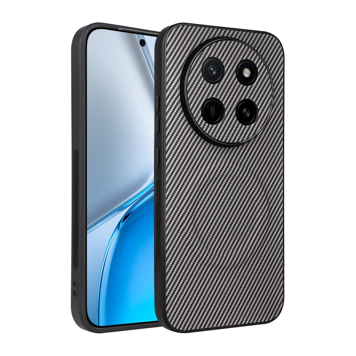 For Honor X80 Pro Max 5G Precise Cutout Carbon Fiber Texture Vegan Leather Phone Case - Grey - EDA009801511C