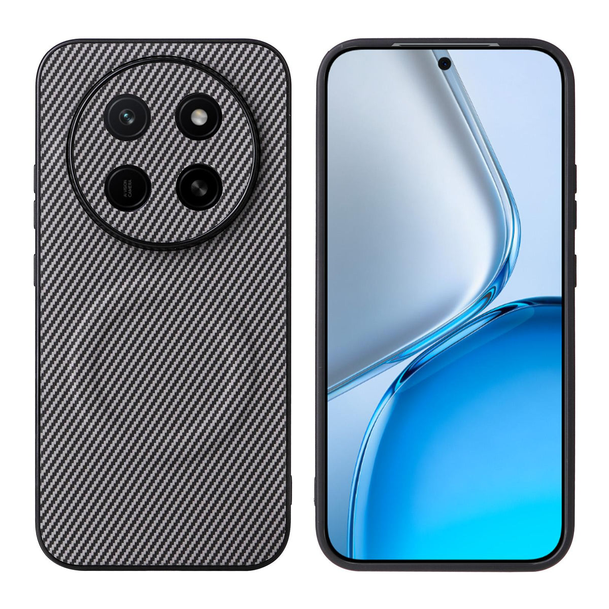 For Honor X80 Pro Max 5G Precise Cutout Carbon Fiber Texture Vegan Leather Phone Case - Grey - EDA009801511C
