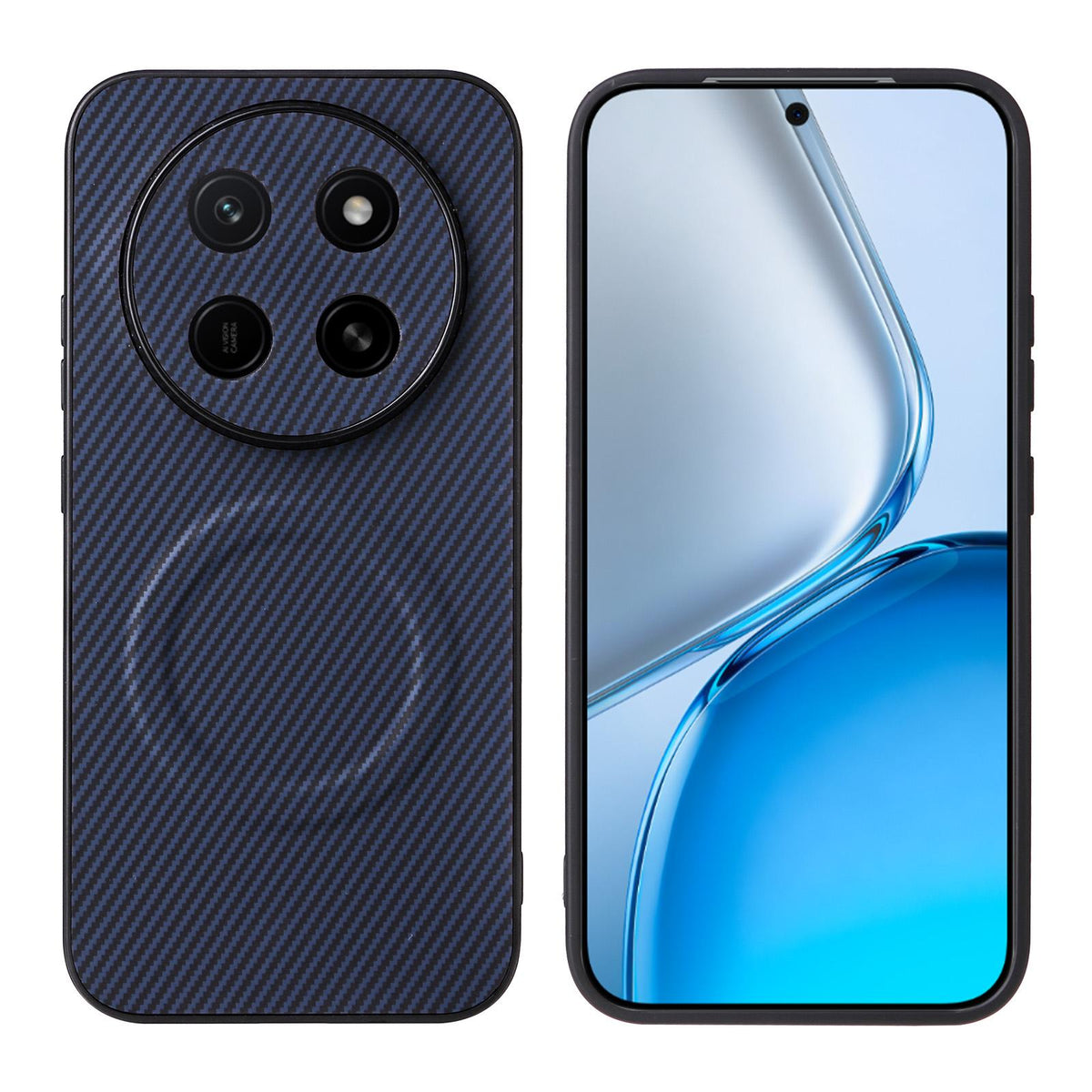 For Honor X80 Pro Max 5G Precise Cutout Carbon Fiber Texture Vegan Leather Phone Case - Blue - EDA009801511D