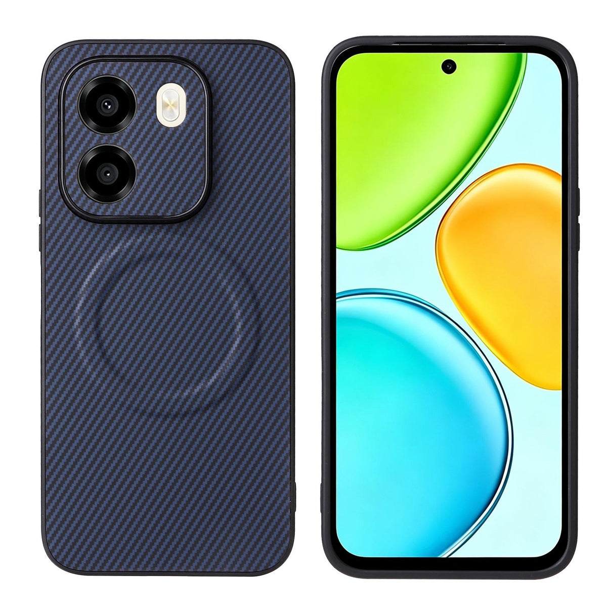 For Honor X6e 4G Precise Cutout Carbon Fiber Texture Vegan Leather Phone Case - Blue - EDA009801514D