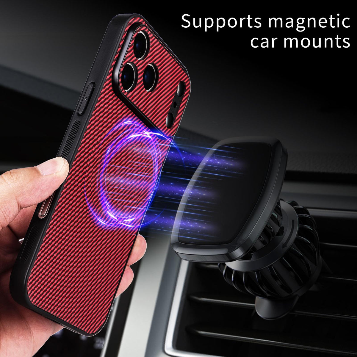 For Google Pixel 6 Precise Cutout Carbon Fiber Texture Vegan Leather Phone Case - Red - EDA009801702B