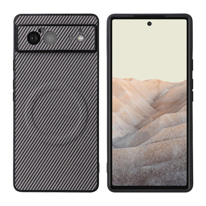For Google Pixel 6 Precise Cutout Carbon Fiber Texture Vegan Leather Phone Case - Grey - EDA009801702C