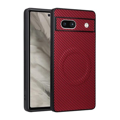 For Google Pixel 7a Precise Cutout Carbon Fiber Texture Vegan Leather Phone Case - Red - EDA009801706B