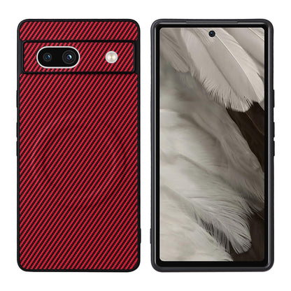 For Google Pixel 7a Precise Cutout Carbon Fiber Texture Vegan Leather Phone Case - Red - EDA009801706B