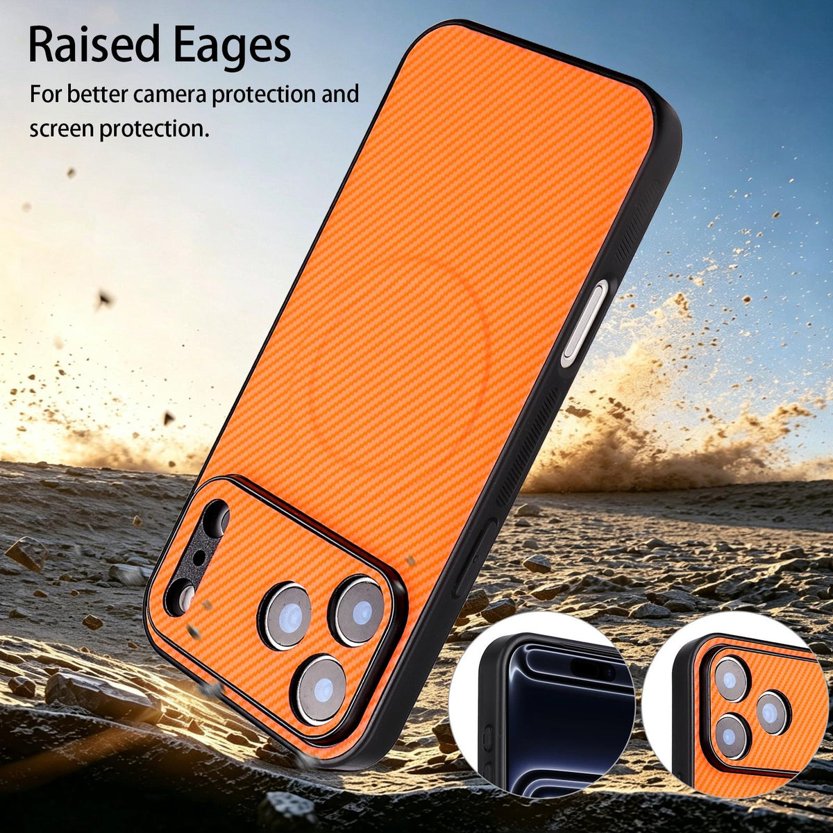For Google Pixel 9a Precise Cutout Carbon Fiber Texture Vegan Leather Phone Case - Orange - EDA009801712A