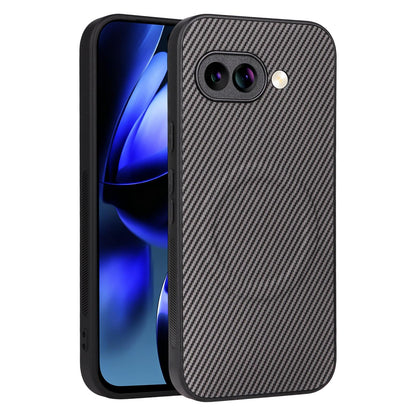 For Google Pixel 9a Precise Cutout Carbon Fiber Texture Vegan Leather Phone Case - Grey - EDA009801712C