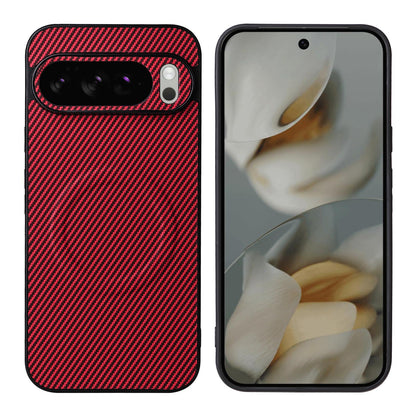 For Google Pixel 10 Pro XL Precise Cutout Carbon Fiber Texture Vegan Leather Phone Case - Red - EDA009801713B