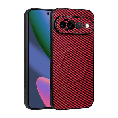 For Google Pixel 11 Pro XL Precise Cutout Carbon Fiber Texture Vegan Leather Phone Case - Red - EDA009801716B